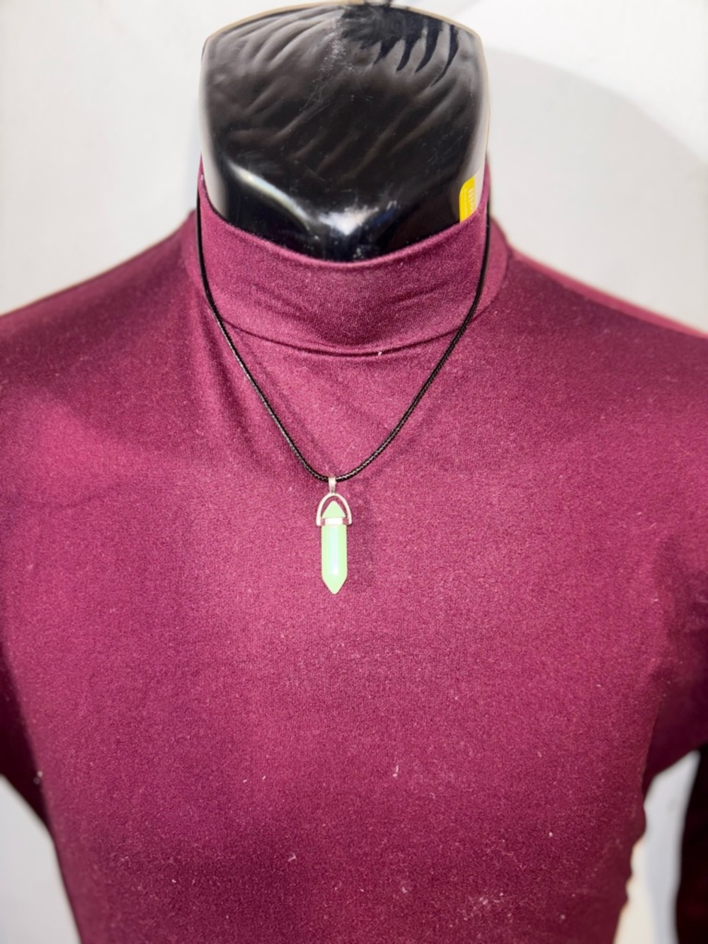 Women's Green Crystal Pendant Necklace - Minimal Cord Style